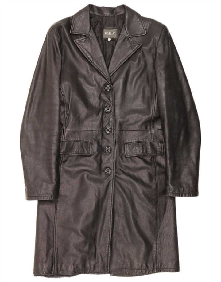 Barone Damen Ledermantel UK 18 XL Schwarzes Leder