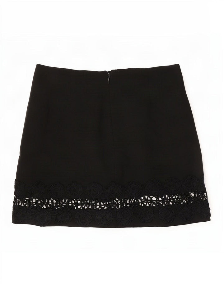 Topshop Womens Mini Skirt UK 12 Medium W30 Black Floral Polyester