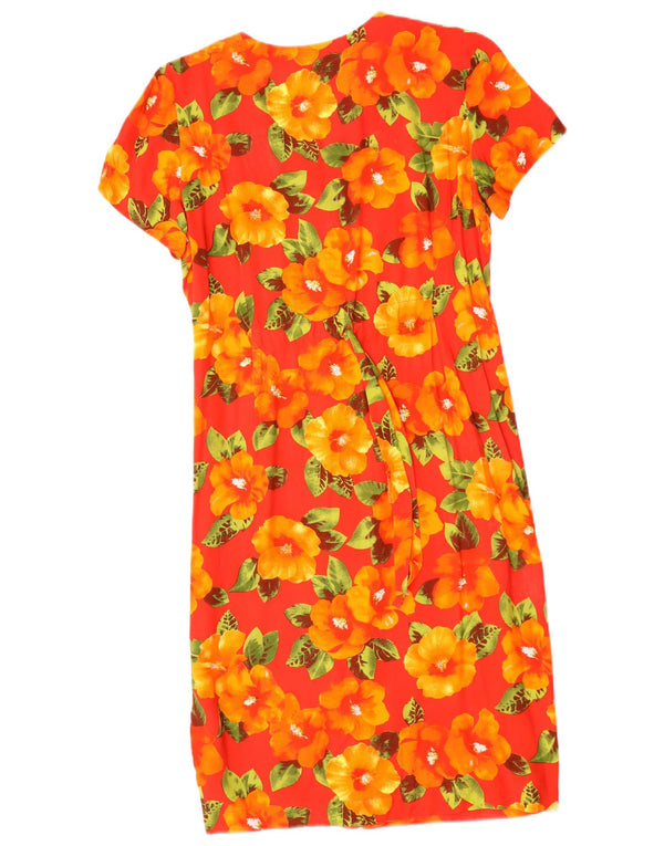 Superior Womens Short Sleeves Shirt Dress IT 46 Large Red Floral