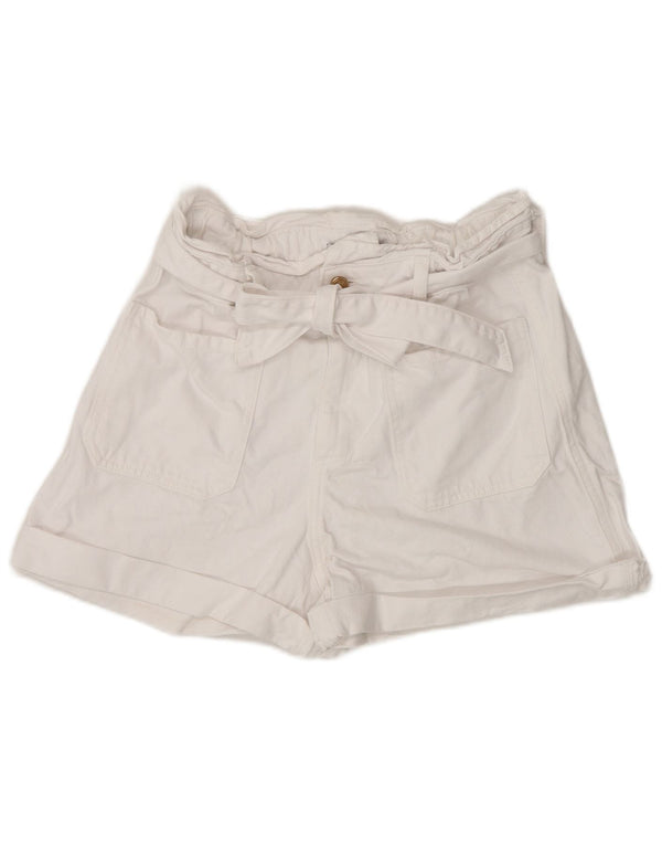 Zara Pantalones cortos casuales de cintura alta para mujer EU 38 Small W28 Algodón blanco