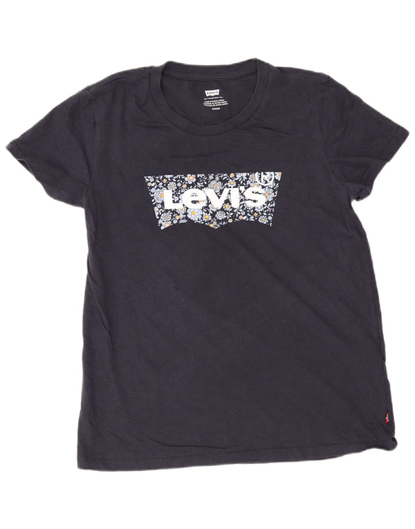 Γυναικείο γραφικό μπλουζάκι Levi's Top UK 10 Small Navy Blue Floral Βαμβακερό