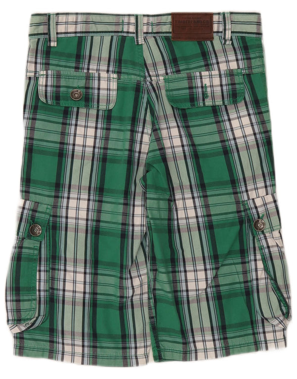 Timberland Boys Cargo Shorts 15-16 år W32 grøn ternet bomuld