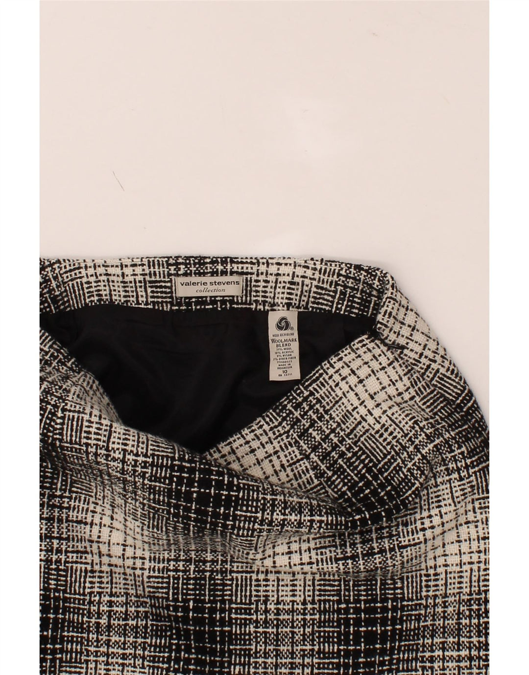 VALERIE STEVENS Womens Midi Skirt US 10 Large W32 Black Check Wool Vintage Valerie Stevens and Second-Hand Valerie Stevens from Messina Hembry 