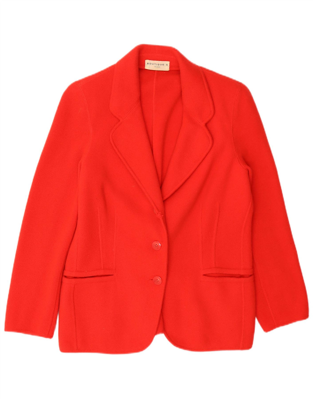 Giacca blazer vintage da donna in maglia a 2 bottoni UK 14 Cashmere rosso medio