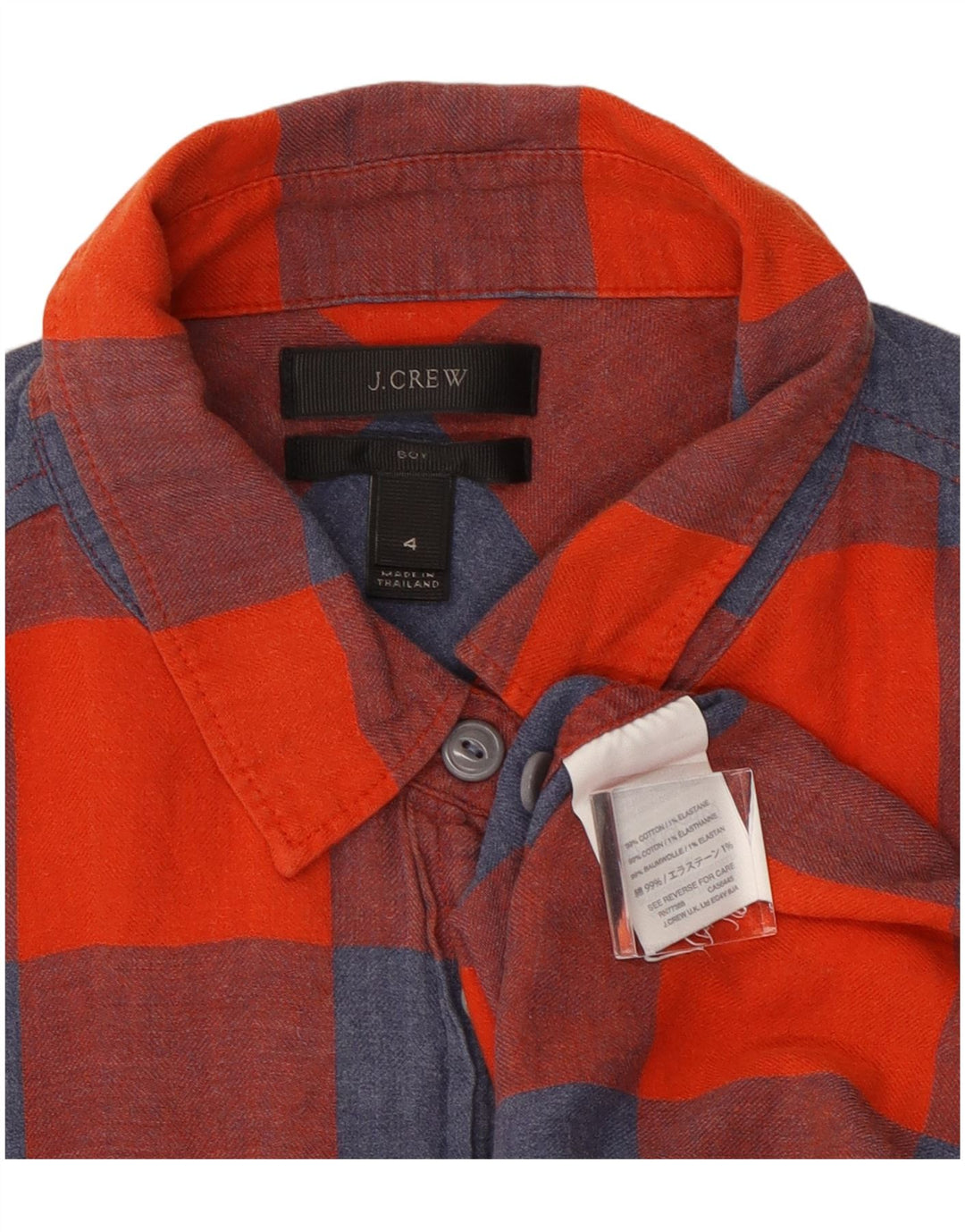 J. Crew Camisa de franela para mujer US 4 Small Red Check Cotton