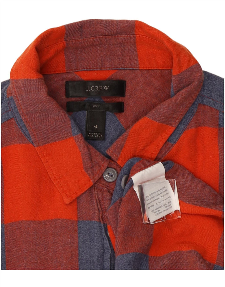 J. Crew Camisa de franela para mujer US 4 Small Red Check Cotton