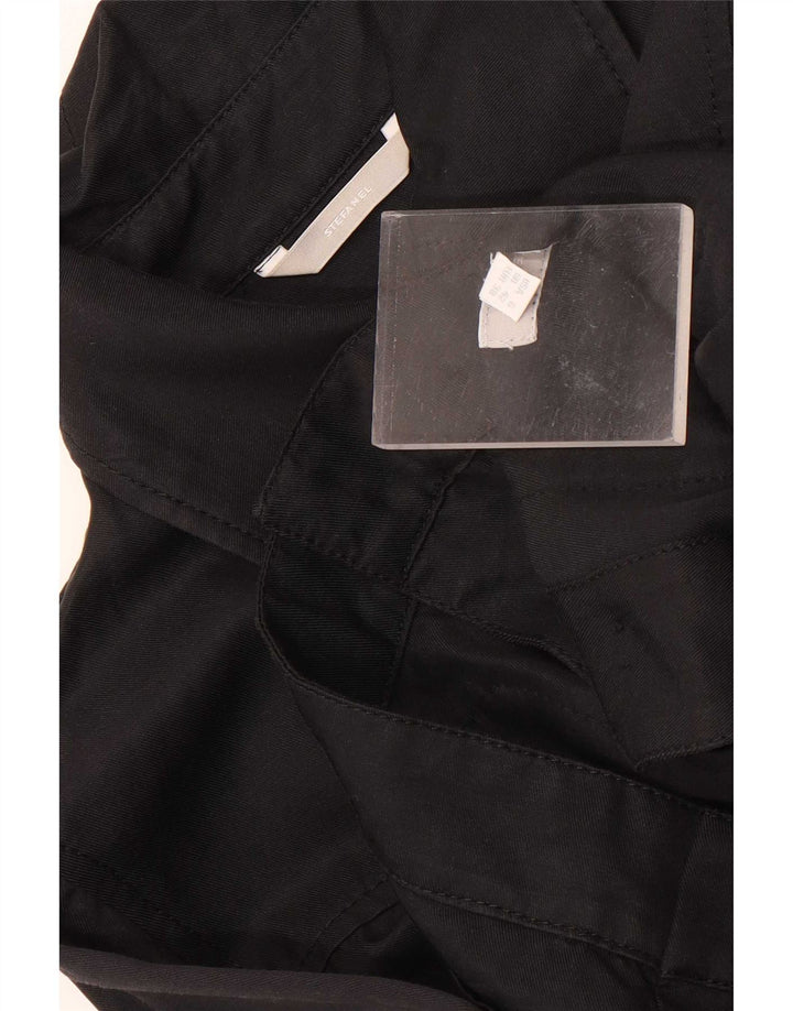 Stefanel Womens 3/4 Sleeve Crop Bomber Jacket EU 38 Medium Black