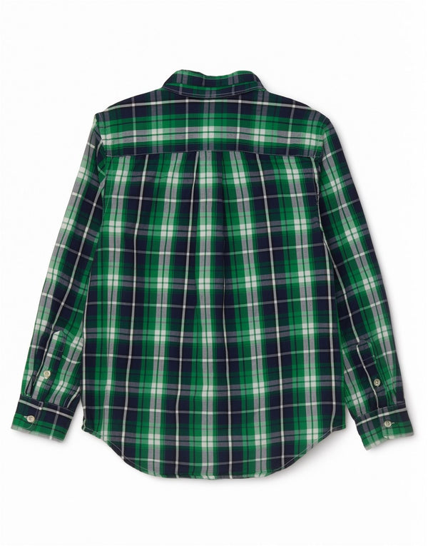 Chaps Boys Shirt 10-11 Years Medium Green Check Cotton