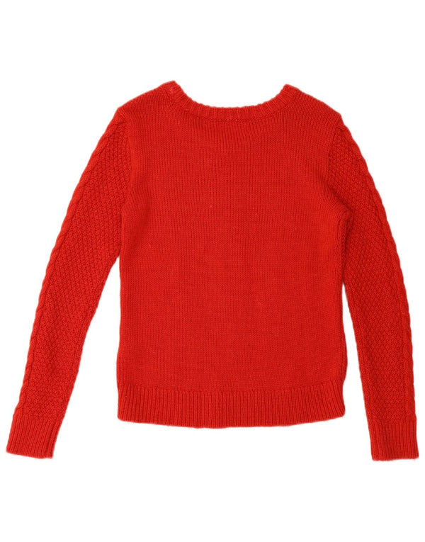 Sweter damski Hollister z dekoltem w łódkę UK 6 XS, czerwony akryl