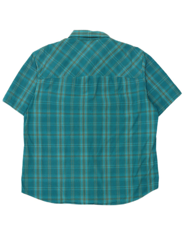Jack Wolfskin Chemise à manches courtes pour homme UK 40/42 Grand carreaux bleus en coton