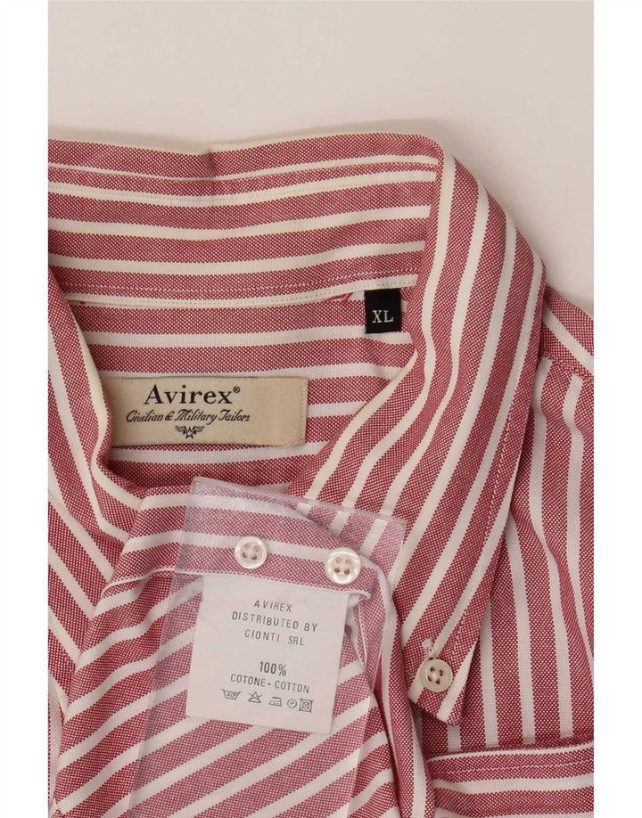 Avirex Mens Shirt XL Red Pinstripe Cotton