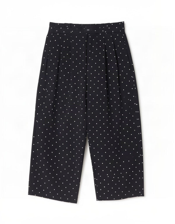 Zara Womens Pegged Capri Bukser Small W26 L20 Navyblå plettet polyester