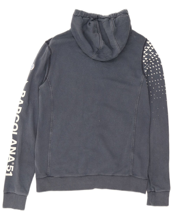 North Sails Mens Graphic Zip Hoodie Sweater Small Navy Blue Spotted Cotton