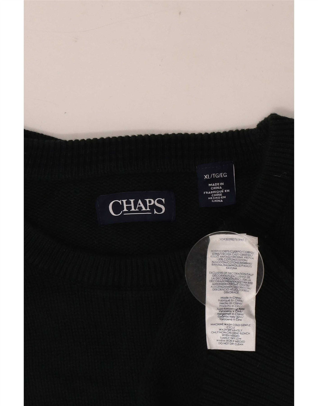 Maglione maglione girocollo da uomo Chaps XL in cotone verde