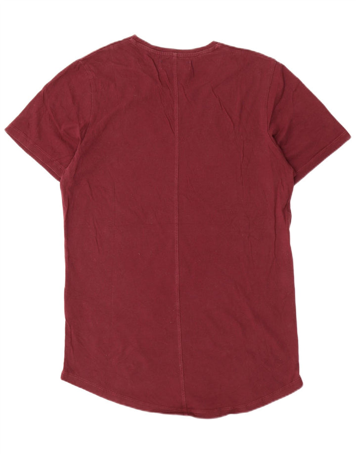 Jack & Jones Mens T-Shirt Top Medium Burgundy Cotton