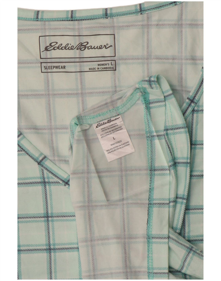 EDDIE BAUER Womens Vest Top UK 16 Large Blue Check Polyester