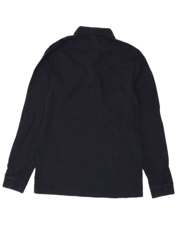 Jack & Jones Mens Long Sleeve Polo Shirt Small Navy Blue Cotton