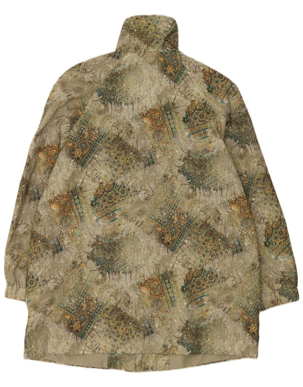 Vintage Womens Windbreaker Coat UK 20 2XL Green Floral Polyester