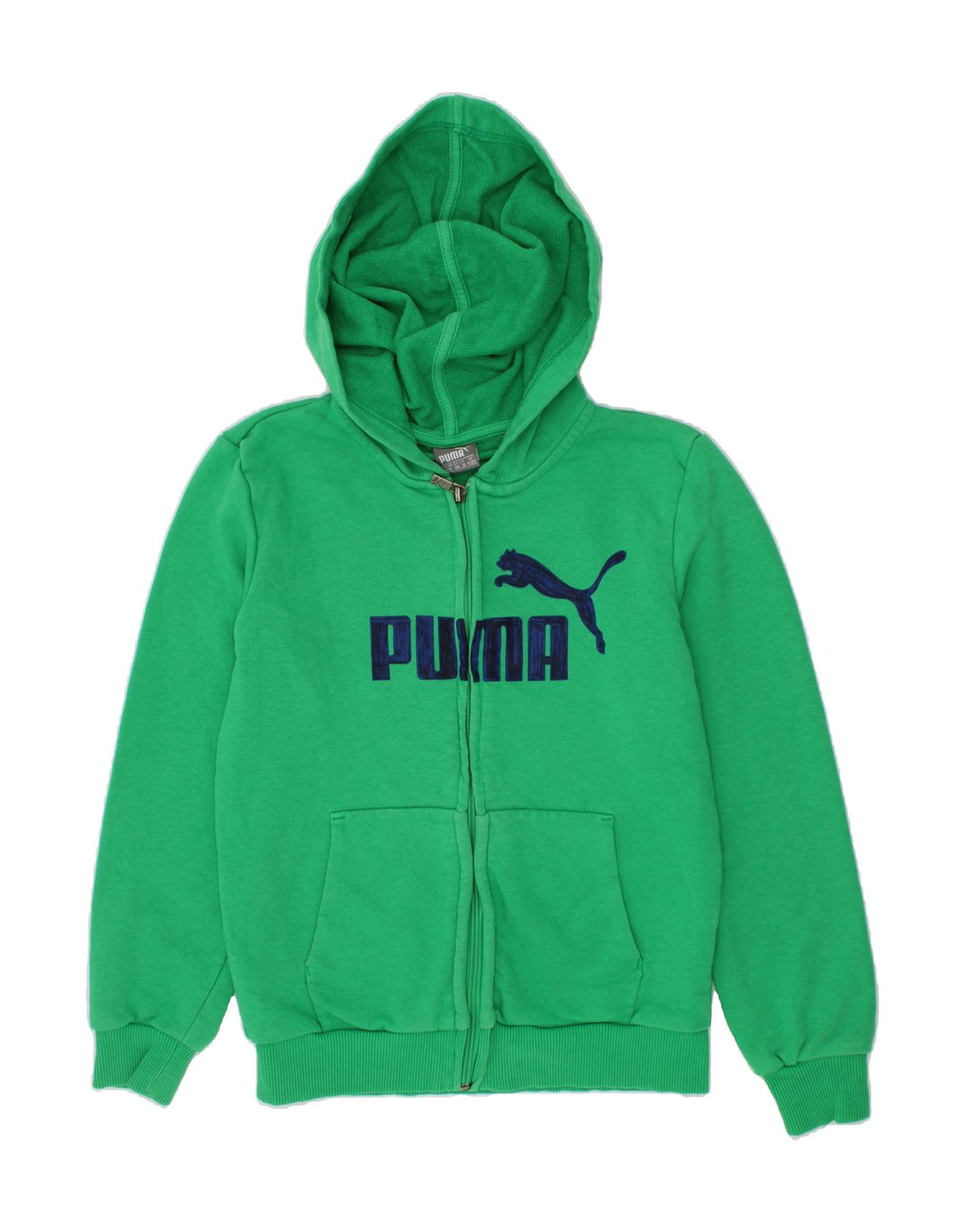 PUMA Boys Graphic Zip Hoodie Sweater 9-10 Years Green Cotton Vintage Puma and Second-Hand Puma from Messina Hembry 