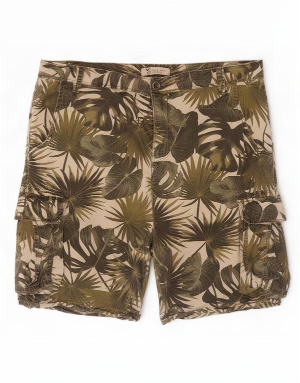 Zara Mens Cargo Shorts EU 44 Grande W34 Verde Floral Algodão