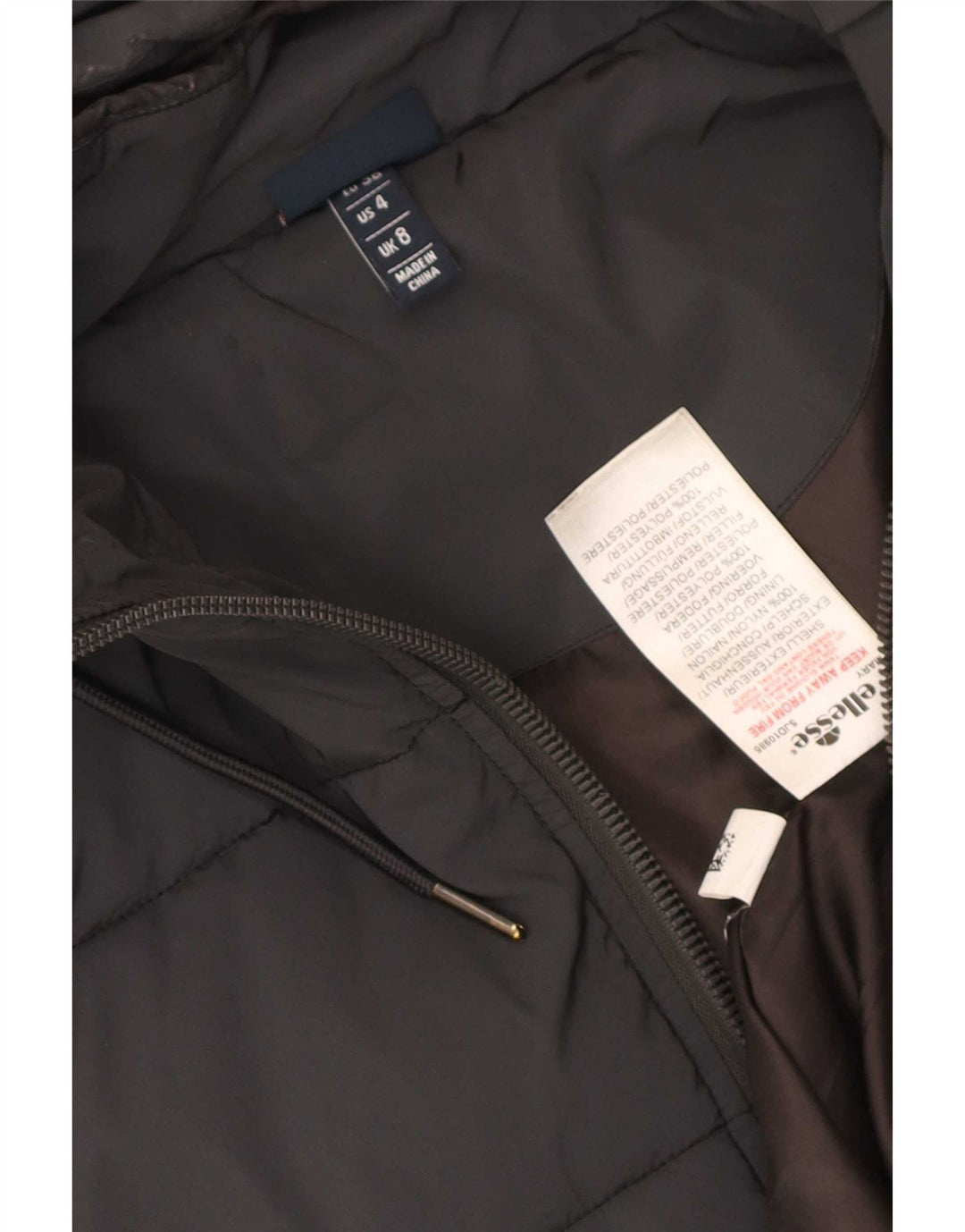 Giacca imbottita oversize con cappuccio da donna Ellesse UK 8 piccola in nylon nero