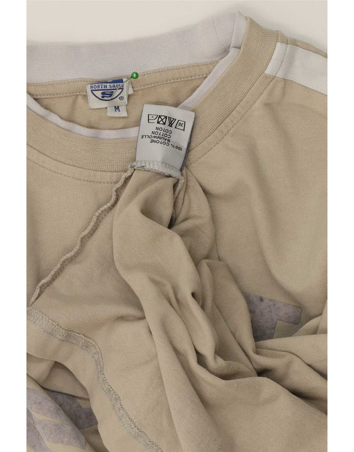 North Sails Mens Graphic Top Long Sleeve Medium Beige Colourblock Cotton