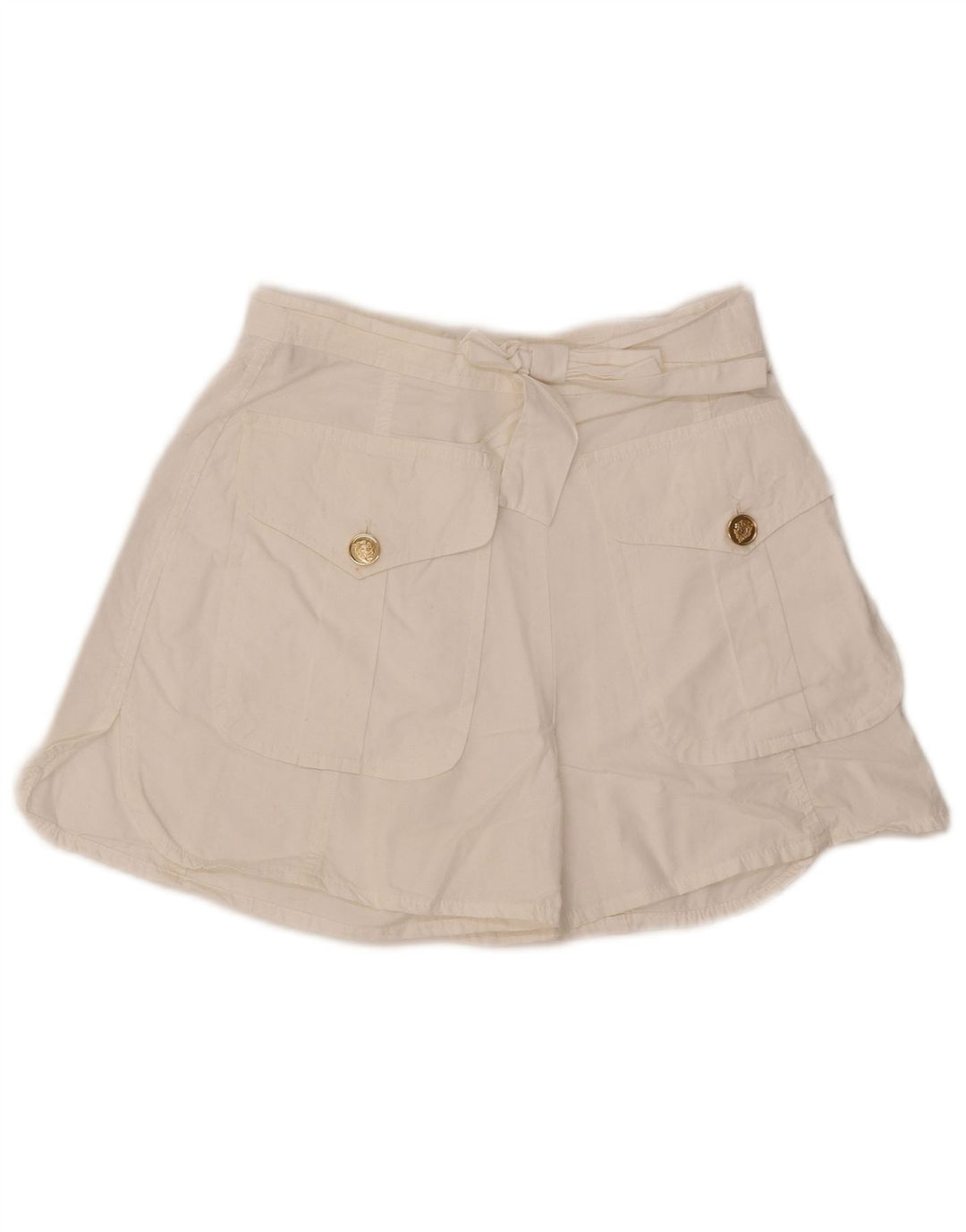 SPORT STAFF Womens High Waist Cargo Shorts Medium W26 White