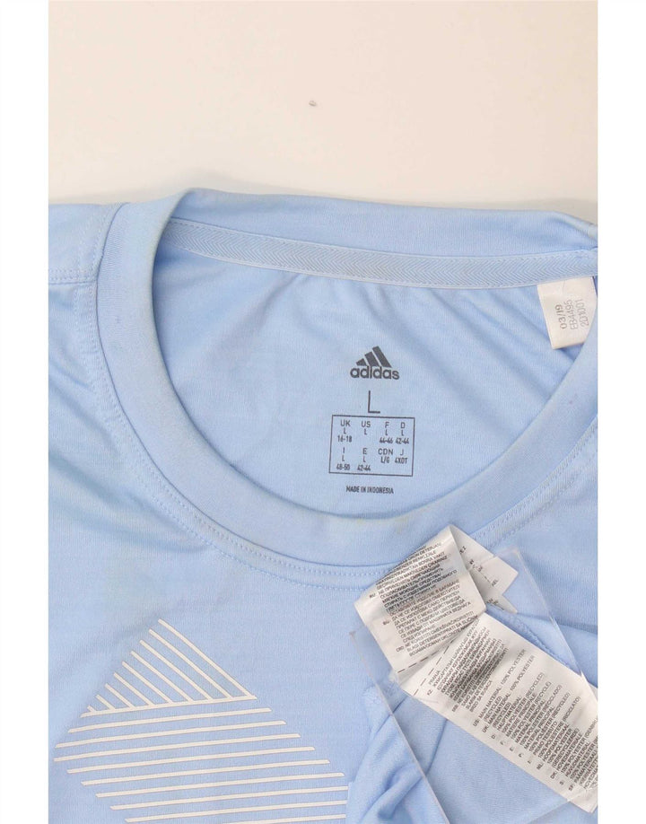 Adidas Womens Graphic T-Shirt Top UK 16/18 Large Blue Polyester