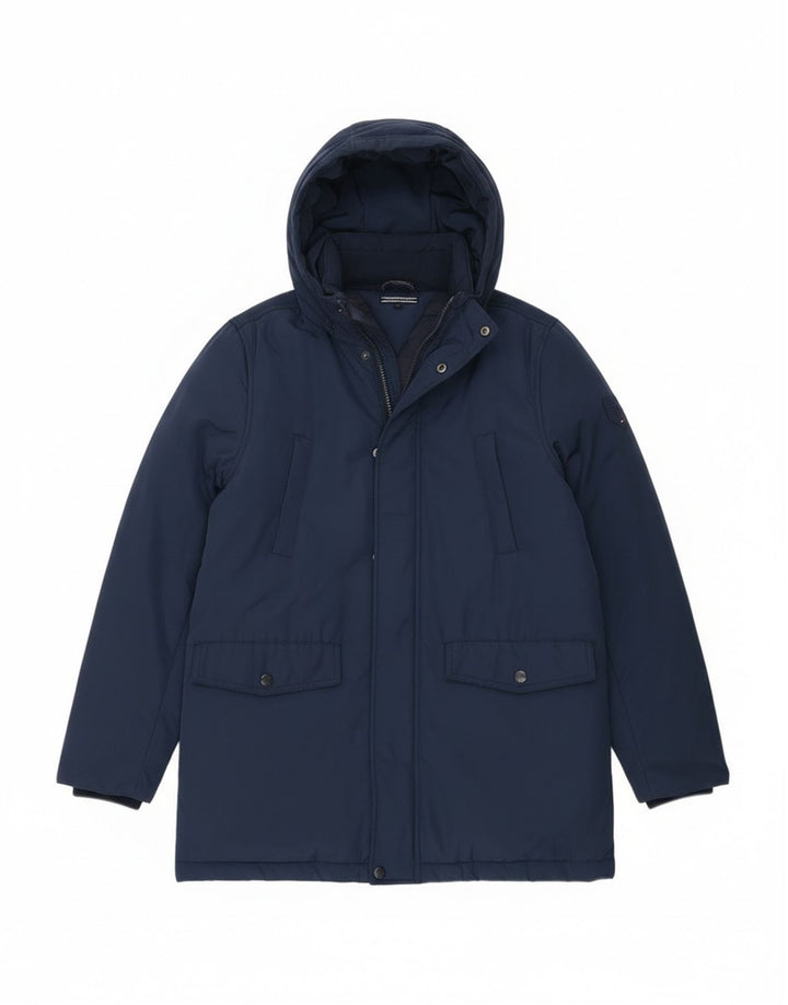 Cappotto imbottito con cappuccio Tommy Hilfiger per ragazzi 13-14 anni in poliestere blu navy