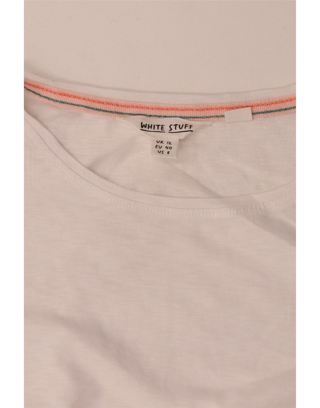 T-shirt da donna White Stuff Top UK 12 Cotone bianco medio