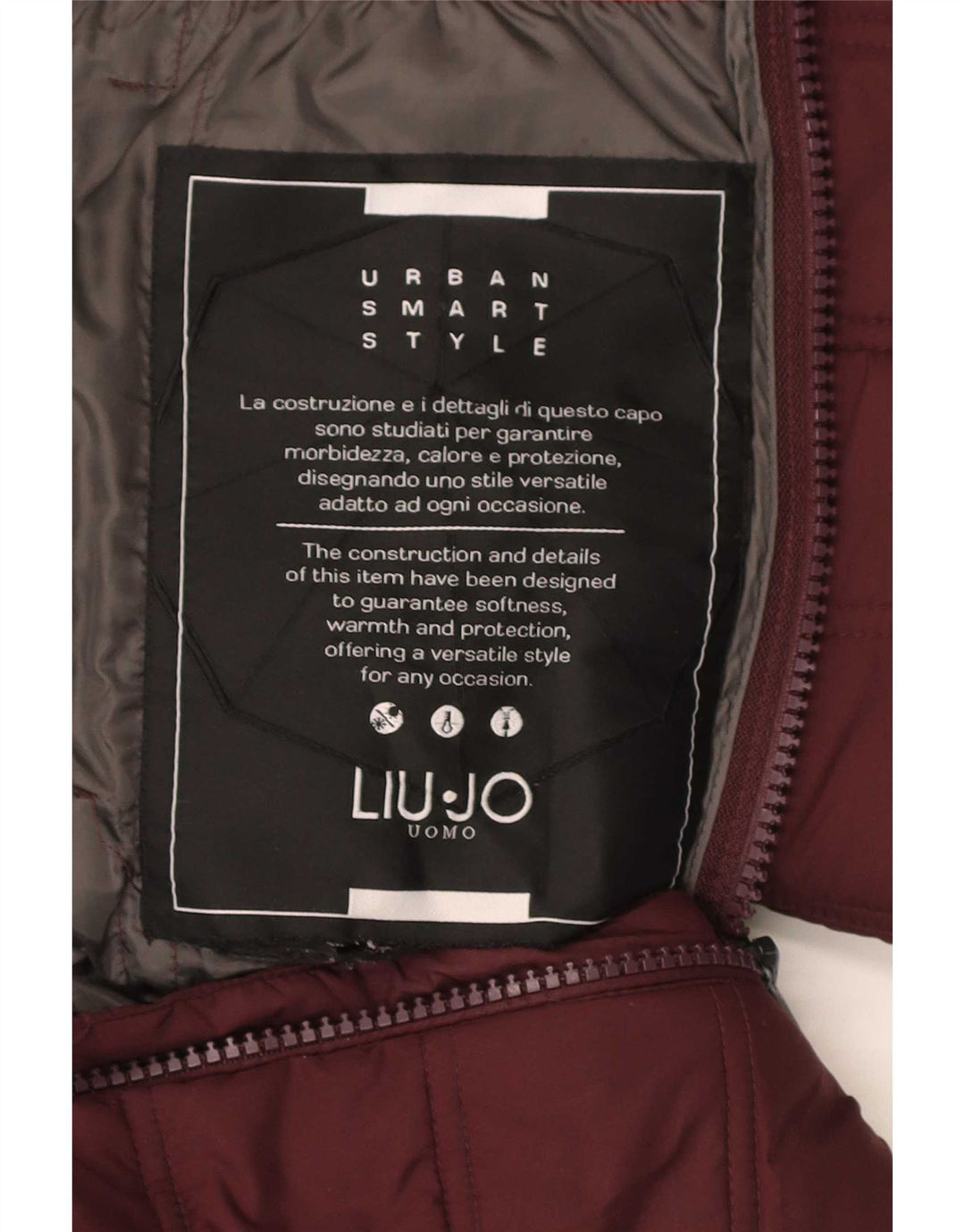 Chaqueta acolchada con capucha para hombre Liu Jo UK 38 Poliéster burdeos mediano