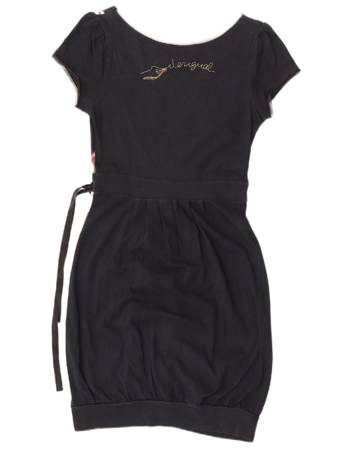 Desigual Womens Graphic Sheath Dress UK 10 Small Black