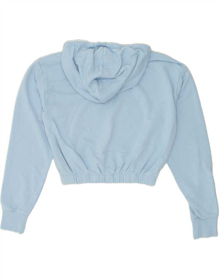CHAMPION Womens Crop Hoodie Jumper UK 16 Large Blue Cotton | Vintage Champion | Thrift | Second-Hand Champion | Used Clothing | Messina Hembry 