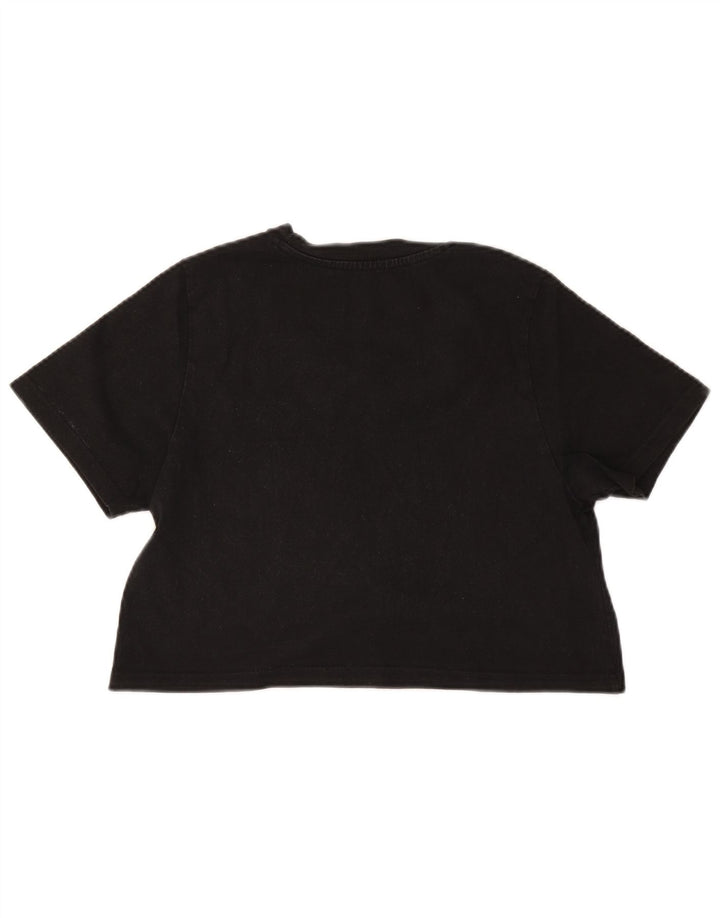 Dickies Womens Crop T-Shirt Top UK 12 Medium Black Cotton