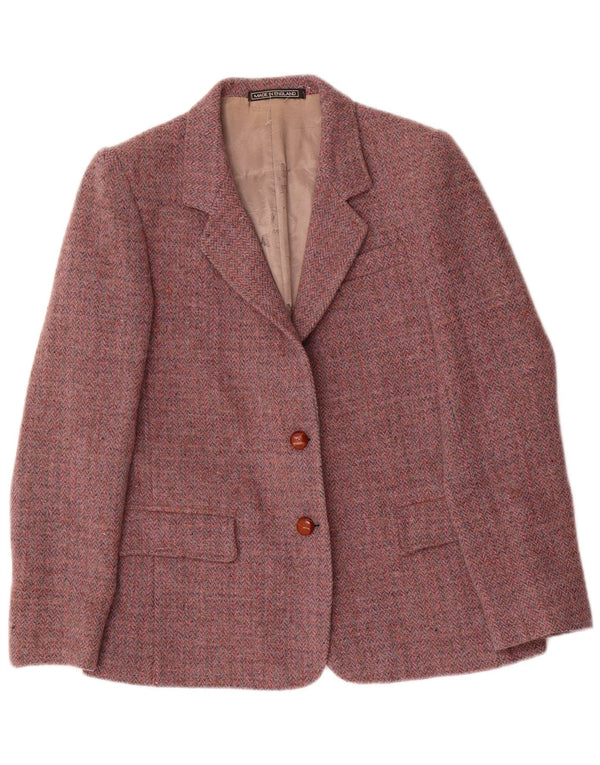 Orvis Womens Harris Tweed Blazer Jacke UK 12 Mittelrotes Fischgrätenmuster
