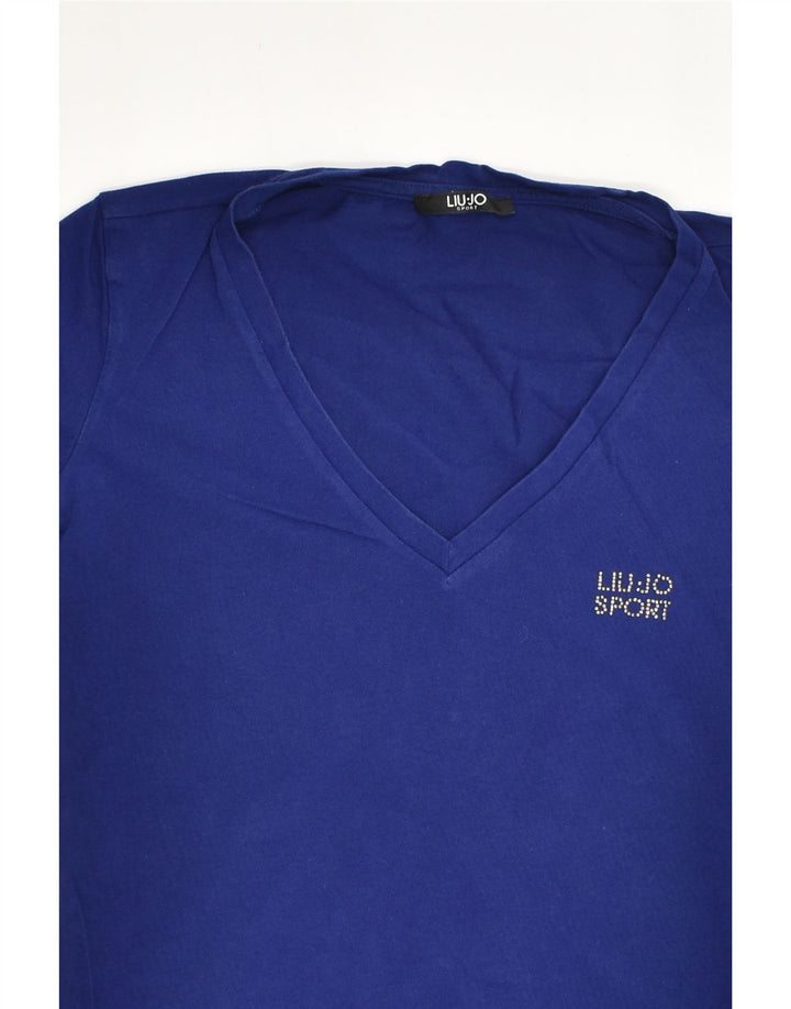 LIU JO Womens T-Shirt Top UK 6 XS Blue Cotton | Vintage Liu Jo | Thrift | Second-Hand Liu Jo | Used Clothing | Messina Hembry 
