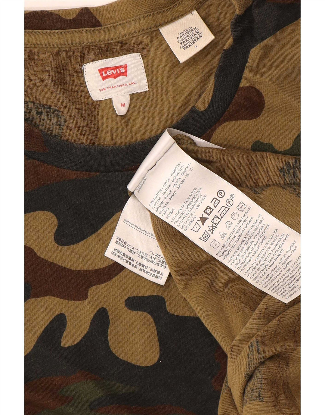 Levi's Mens T-Shirt Top Medium Multicoloured Camouflage Cotton