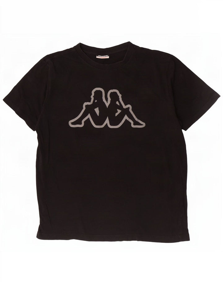 Kappa Herre Grafisk T-Shirt Top Stor Sort Bomuld