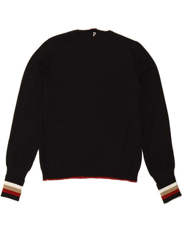 DONDUP Womens V-Neck Jumper Sweater UK 12 Medium Black Wool
