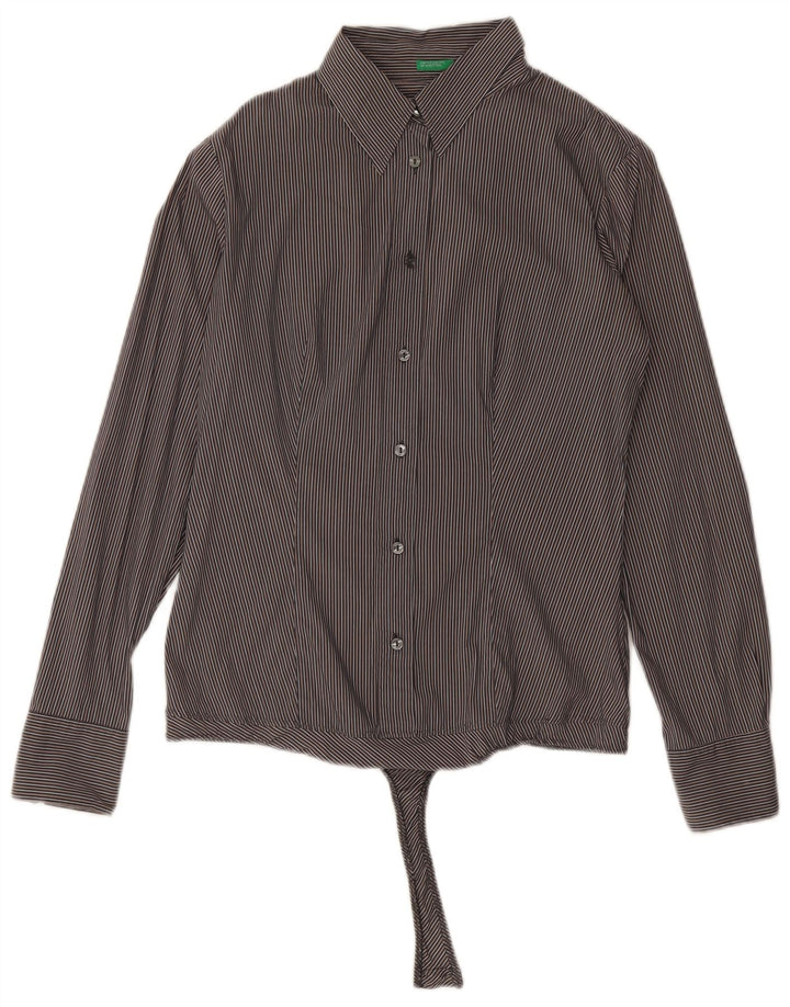 BENETTON Womens Shirt Bodysuit UK 16 Large Grey Striped