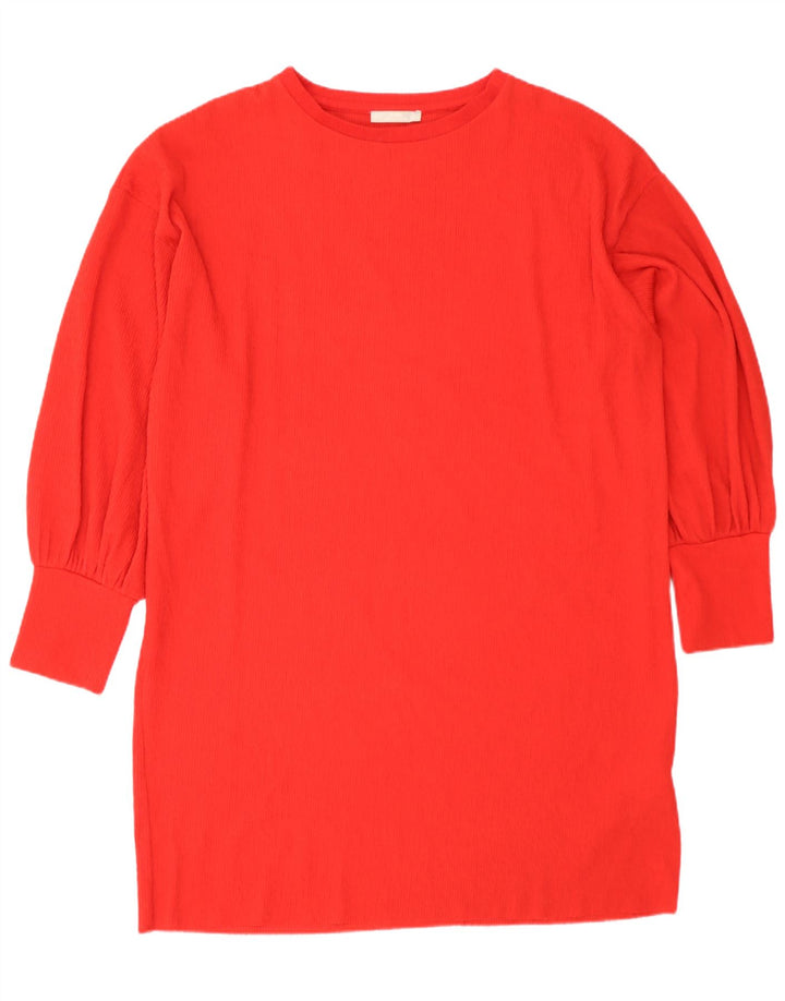 Zara Womens Long Sleeve Oversized Tent Dress UK 16 Large Red Polyester
