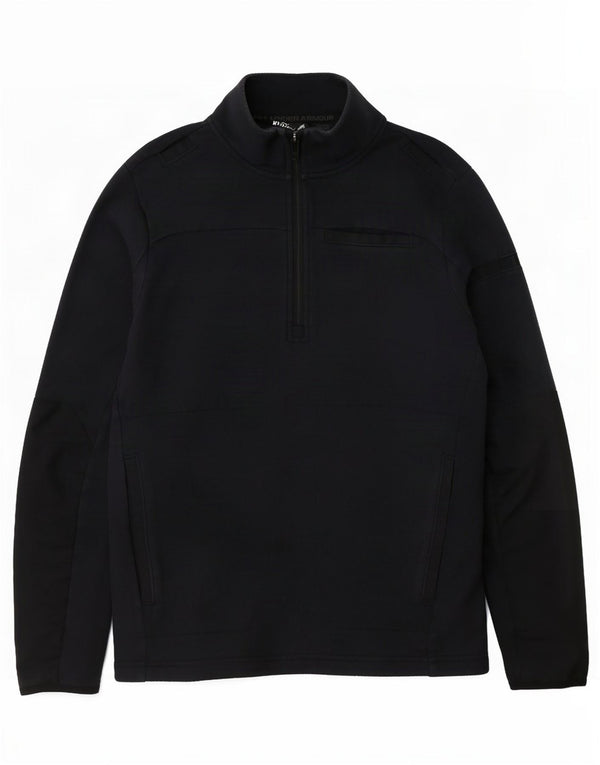 Under Armour Homme Zip Neck Sweatshirt Jumper XS Bleu Marine Coton