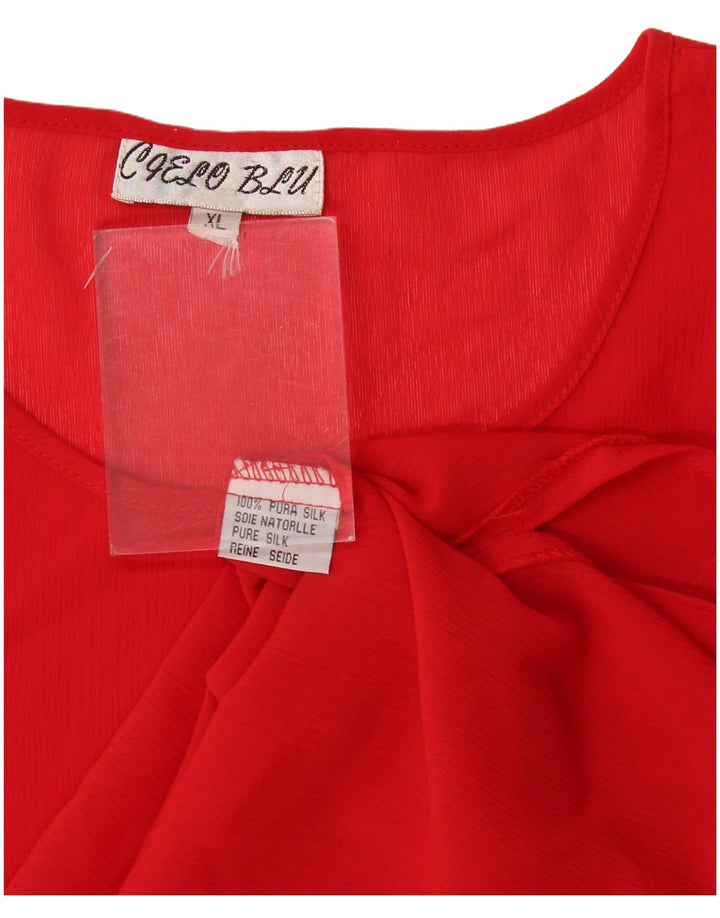 Vintage Womens Blouse Top UK 18 XL Red Silk