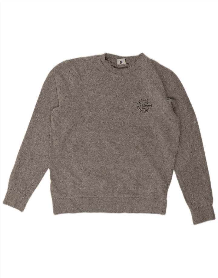 Jack & Jones Herren-Sweatshirt-Pullover aus mittelgrauer Baumwolle