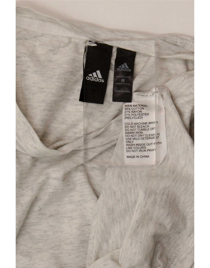 Adidas Womens T-Shirt Top UK 12 Medium Grey Cotton
