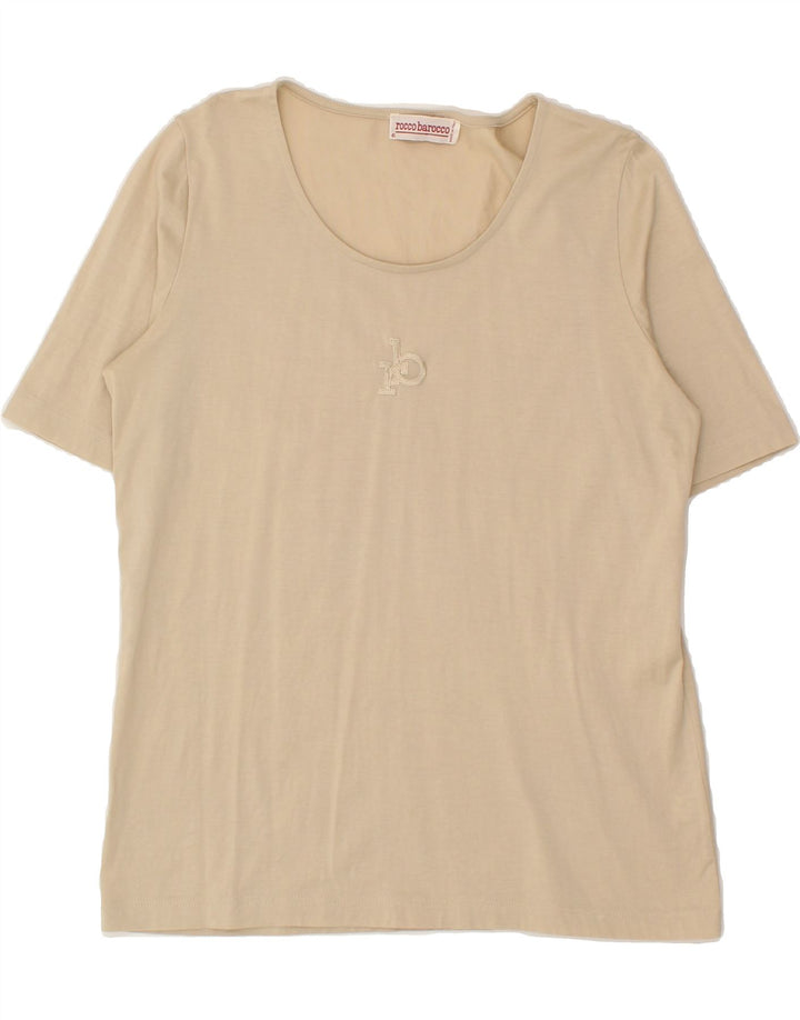 ROCCOBAROCCO Womens T-Shirt Top IT 48 XL Beige Cotton Vintage Roccobarocco and Second-Hand Roccobarocco from Messina Hembry 