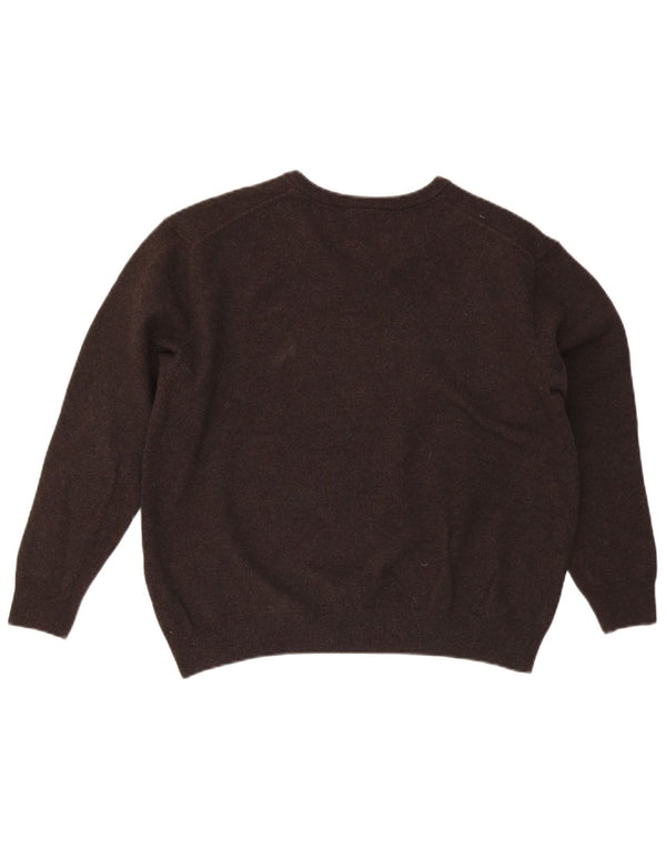 Pulover pentru bărbați Lacoste cu decolteu în V Mărimea 7 2XL Lână maro