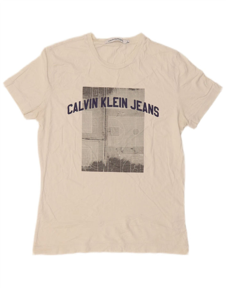 Maglietta grafica da uomo Calvin Klein Jeans Top in cotone bianco medio