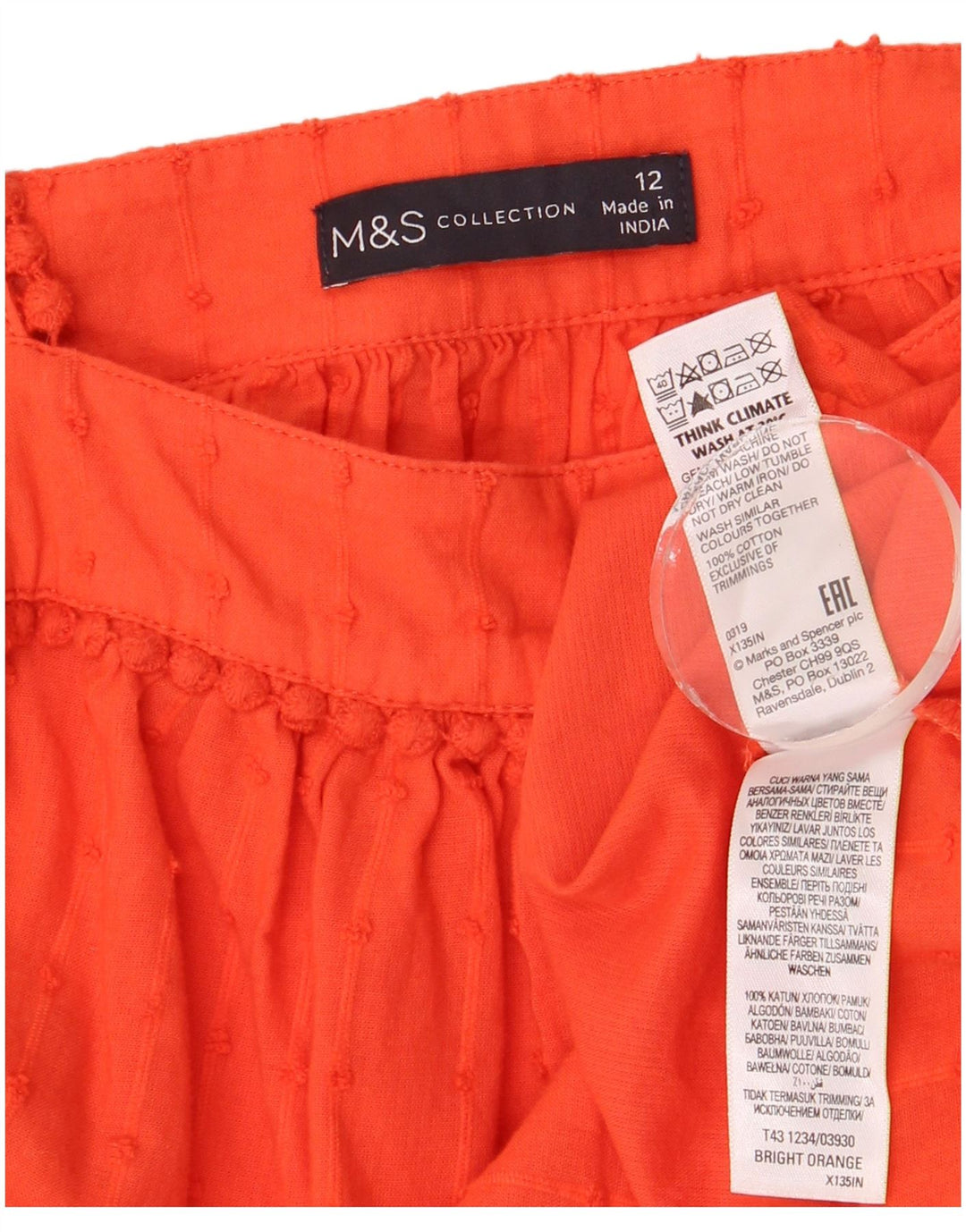 Marks & Spencer Dame ærmeløs bluse Top UK 12 Medium Orange Plettet