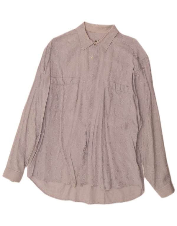 Koszula męska w stylu vintage XL, fioletowa, bawełniana w kwiaty